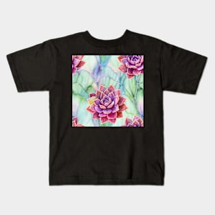 Watercolor succulent pattern Kids T-Shirt